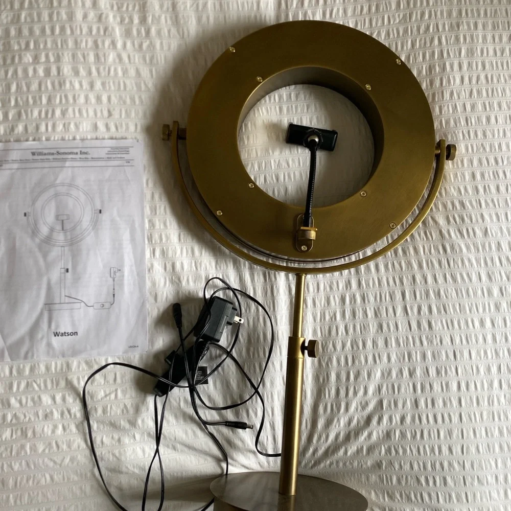 Pottery Barn Watson Gold Adjustable Ring Light Mirror